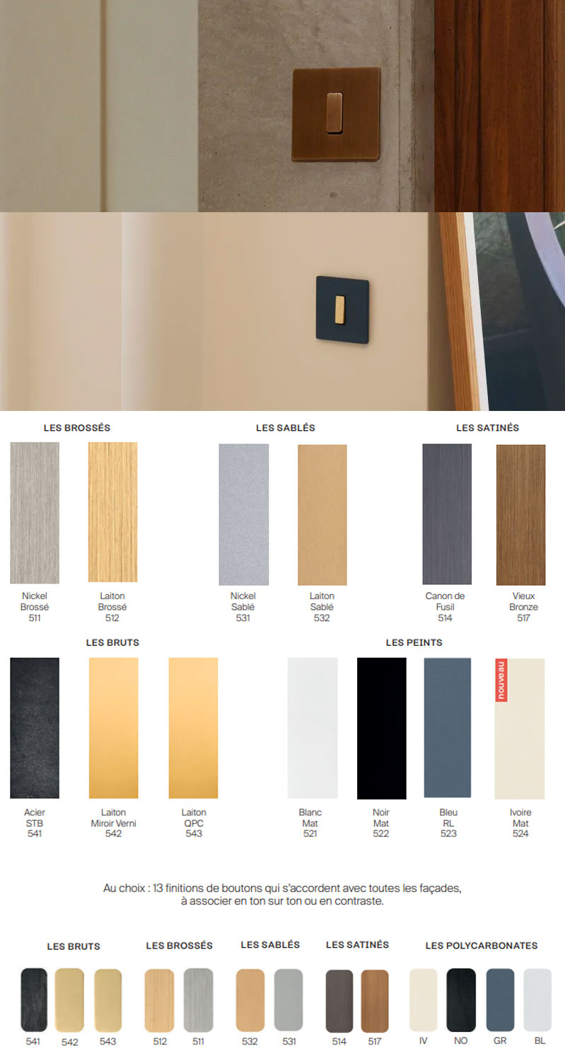 Kaméléon® vous propose la collection M de Modelec . L'appareillage électrique minimaliste et raffiné